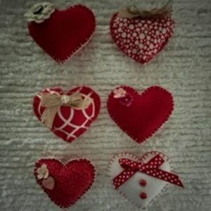 New Hearts Set of 6. Hand Crafted